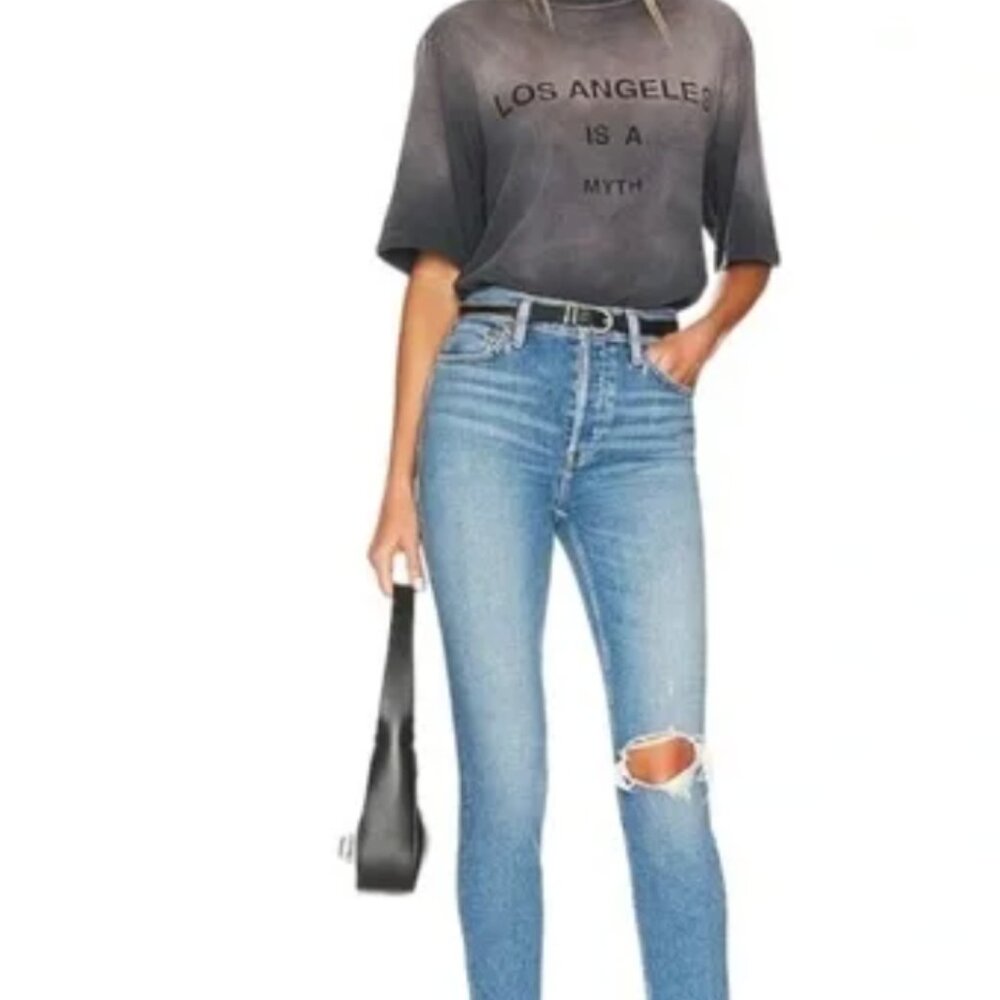 RE/DONE 90's Orginals High Rise Ankle Crop in Worn Brook Blue